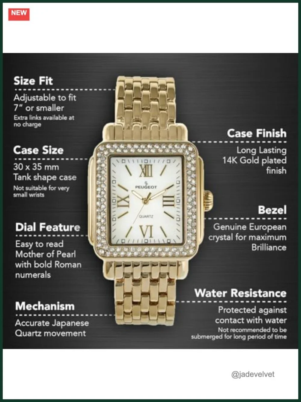 Women's Rectangle Crystal Bezel Roman Numeral Bracelet Watch